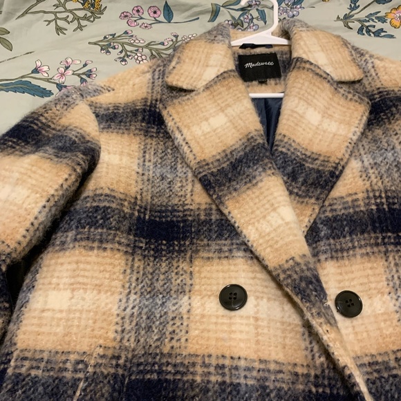 Madewell Plaid Coat in Black and Cream - Picture 8 of 9